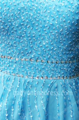Blue Cocktail Dresses 2021 Sweetheart Sleeveless Cascading Ruffles Beading Sequins Charming Zipper Hi-lo Homecoming Gown_5