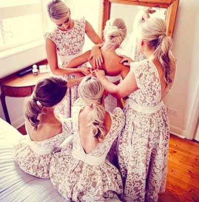 Bridesmaid Sleeveless A-line Dresses | Elegant Lace Appliques Wedding Party Dresses_3