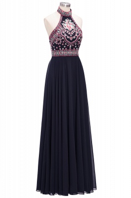 Elegant Halter Embroidery A-Line Chiffon Prom Dress | Sexy Long Evening Dresses Open Back_4