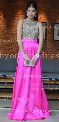 Vestidos Dress Long Prom Dresses Sexy Pink Jewel Beaded Crystal Vintage Ruffles Evening Dresses BO2542_1
