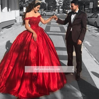 Red Gown Ball Off-the-Shoulder Evening Dress_1