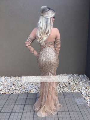 Beadings Glamorous Mermaid Long-Sleeve Prom Dress_1