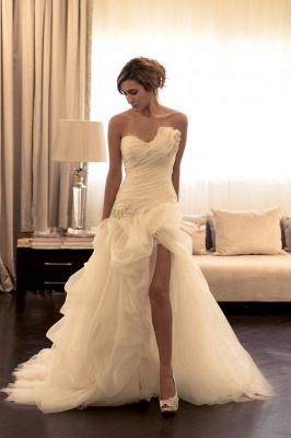 Sexy High-Low Ruched Wedding Dresses | Sweetheart Beaded Layered Bridal Gowns_4