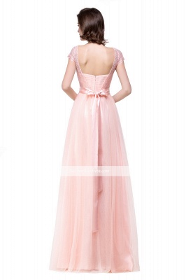 Short-Sleeves Elegant Open-Back Lace Bowknot A-Line Evening Dress_10