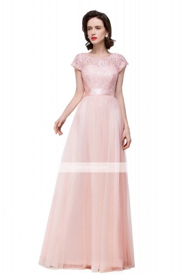 Short-Sleeves Elegant Open-Back Lace Bowknot A-Line Evening Dress_11