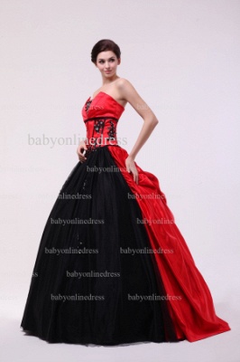 Discounted Sexy Quinceanera Dresses Black and Red 2021 Strapless Appliques Beaded Floor-length Gowns For Sale BO0851_5