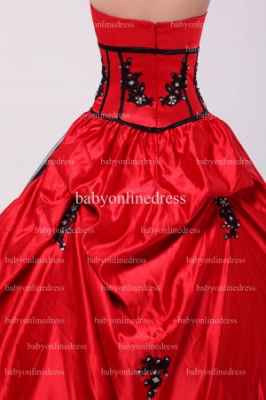 Discounted Sexy Quinceanera Dresses Black and Red 2021 Strapless Appliques Beaded Floor-length Gowns For Sale BO0851_3
