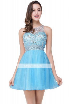 Cheap Short Sleeveless Gorgeous A-Line Crystal Homecoming Dress_2