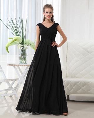 Cheap V-Neck Floor Length Chiffon Bridesmaid Dress_1