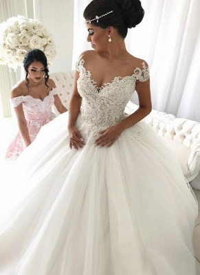 Luxury Ball Gown Wedding Dresses | Off-the-Shoulder Beading Bridal Gowns_1