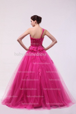 Affordable Beauty Dresses For Quinceanera 2021 One Shoulder Lace-up Beaded Floor-length Tulle Gowns BO0852_4