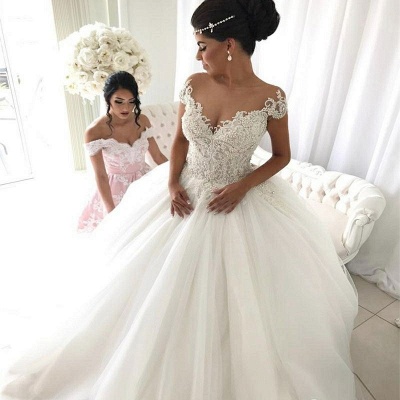 Luxury Ball Gown Wedding Dresses | Off-the-Shoulder Beading Bridal Gowns_3