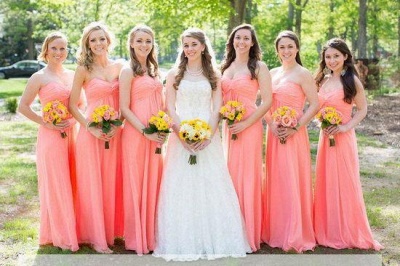 Ruched Floor-length New-Arrival Strapless Simple Bridesmaid Dresses_1