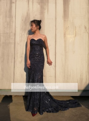 Elegant Sweetheart Sequins Prom Dresses | Mermaid Floor Length Black Evening Gowns_2