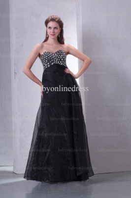 Elegant Prom Dresses 2021 Sweetheart Crystal Black Empire Waist Chiffon Floor Length Affordable  Dress BO0600_5