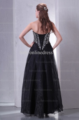 Elegant Prom Dresses 2021 Sweetheart Crystal Black Empire Waist Chiffon Floor Length Affordable  Dress BO0600_2