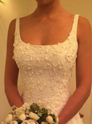 Elegant Lace A-Line Wedding Dresses | Straps Appliques Long Bridal Gowns_4