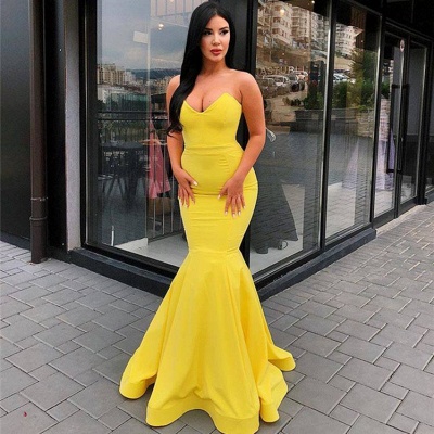 Sexy Bright Yellow Evening Gowns | V-Neck Mermaid Prom Dresses Bc0697_1