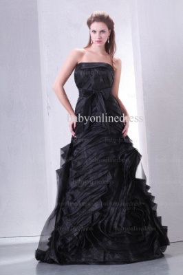 Prom Dresses New Design Strapless Bowknot Ruffle Black Organza Dress With Jacket BO0602_2