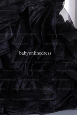 Prom Dresses New Design Strapless Bowknot Ruffle Black Organza Dress With Jacket BO0602_5
