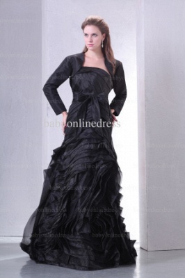 Prom Dresses New Design Strapless Bowknot Ruffle Black Organza Dress With Jacket BO0602_1