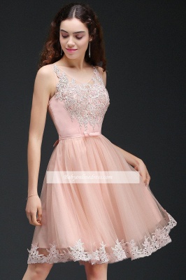 Lace Bowknot Sleeveless Short Elegant Tulle Homecoming Dress_5