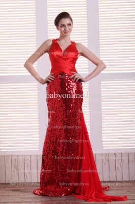 Sexy Evening Dresses Red For Sale 2021 Wholesale V-Neck Sequined Long Chiffon Gowns Stores BO0730_1