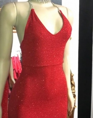 Shiny Red Sequin Mermaid Prom Dresses | Halter Neck Open Back Formal Dresses_3