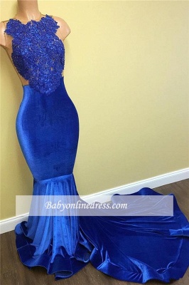 Sleeveless Gorgeous Lace Mermaid Blue Prom Dress BA5055_3