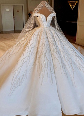 Gorgeous Ball Gown Wedding Dresses | Off-the-Shoulder Beading Bridal Gowns_2
