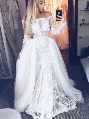 Off-The-Shoulder A-Line Wedding Dresses | Bridal Lace Appliques Dresses For Wedding_3