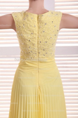 Hot Sale Beautiful Evening Dresses Yellow Online 2021 Halter Straps Beaded Long Chiffon Gowns For Sale BO0733_5