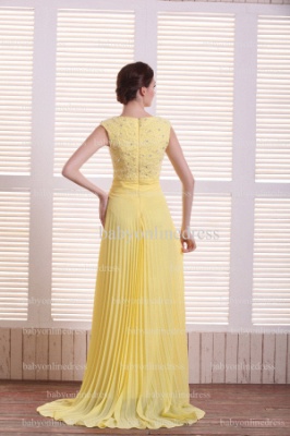 Hot Sale Beautiful Evening Dresses Yellow Online 2021 Halter Straps Beaded Long Chiffon Gowns For Sale BO0733_4
