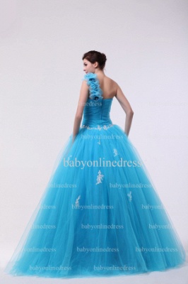Very Cheap Quinceanera Gowns Light Blue On Sale One Shoulder Appliques Flowers Floor-length Tulle Dresses BO0860_4