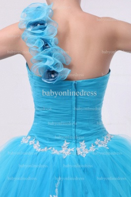 Very Cheap Quinceanera Gowns Light Blue On Sale One Shoulder Appliques Flowers Floor-length Tulle Dresses BO0860_3