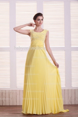 Hot Sale Beautiful Evening Dresses Yellow Online 2021 Halter Straps Beaded Long Chiffon Gowns For Sale BO0733_1