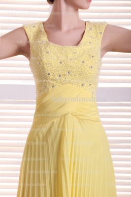 Hot Sale Beautiful Evening Dresses Yellow Online 2021 Halter Straps Beaded Long Chiffon Gowns For Sale BO0733_2