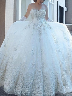 Elegant Lace Ball Gown Wedding Dresses | Sweetheart Long Bridal Gowns_1