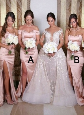 Sexy Side Slit Mermaid Bridesmaid Dresses | Sweetheart Sleeveless Wedding Guest Dresses_1