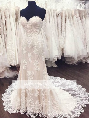 White Sweetheart Gorgeous Lace A-Line Weeding Dresses_1