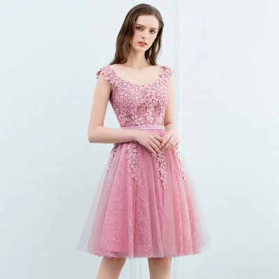 Pink A-Line Homecoming Dresses | Lace Tulle Mini Prom Dresses_10