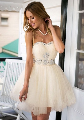 Sweetheart Crystals Short Homecoming Dresses Elegant Graduation Dresses_1