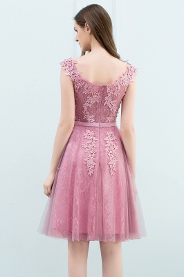 Pink A-Line Homecoming Dresses | Lace Tulle Mini Prom Dresses_13