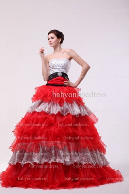 Wholesale Sexy Quinceanera Dresses Leopard New Design Strapless Layeres Organza Gowns On Sale BO0865_5
