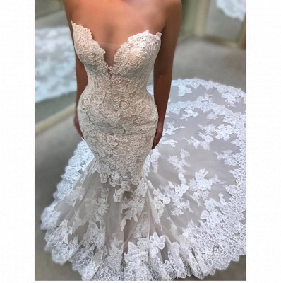 Elegant Sweetheart Wedding Dresses | Lace Appliques Sleeveless Bridal Gowns_3