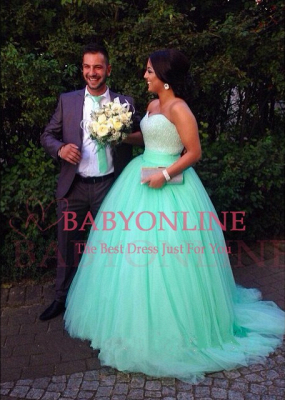 Mint Green Ball Gown Quinceanera Dresses Sweetheart Gorgeous Beadings Tulle Pageant Dress_1