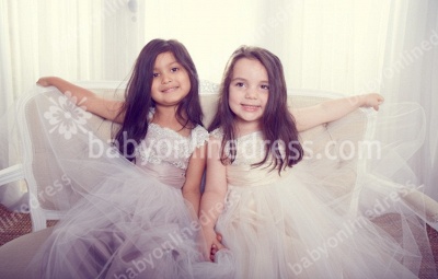 White Spring Tulle Flower Girl Dresses Square Appliques A Line Pageant Dresses_6