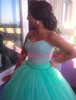 Mint Green Ball Gown Quinceanera Dresses Sweetheart Gorgeous Beadings Tulle Pageant Dress_2