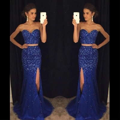 Luxury Royal Blue Evening Gowns | Two-Piece Crystals Pageant Dress_3