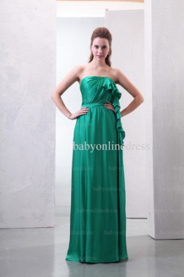 Discounted Simple Dresses For Proms Green Strapless Long Satin Evening Dresses Outlet BO0530_1